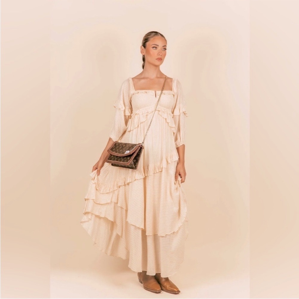 🆕✨ SPELL Clementine Cream Off-Shoulder Dress